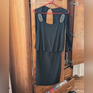 Black Dress with Embellished Shoulders